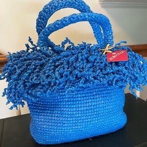 Kate Chan Blue Woven Tote Bag